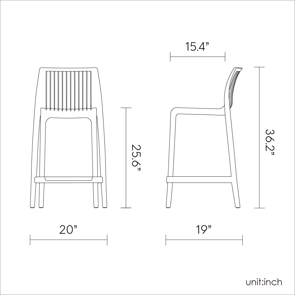 Lagoon Milos Resin Stackable Counter Stools, Set of 2