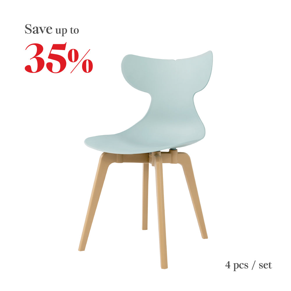 Lagoon Whale Ergonomic Dining Chairs – Modern Indoor & Outdoor Leisure Seating (Set of 4)