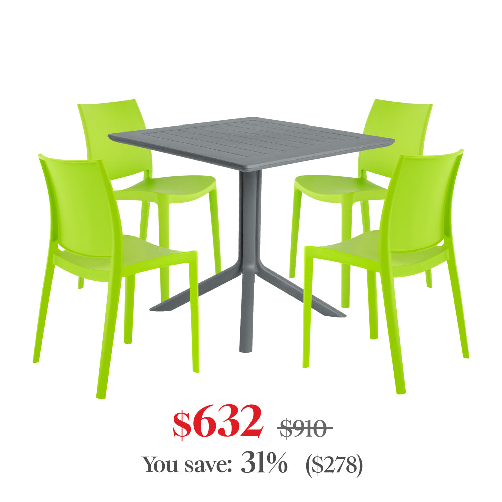 Lagoon Venice 5-Piece Dining Set – Dining Table with 4 Sensilla Chairs for Indoor & Outdoor Use