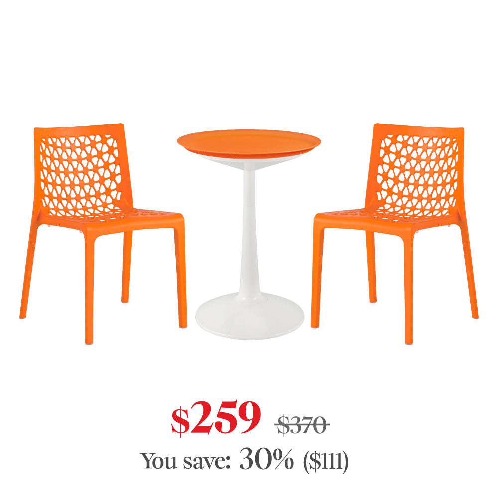 Lagoon Sprout 3-Piece Balcony Bistro Set – Side Table with 2 Milan Dining Chairs