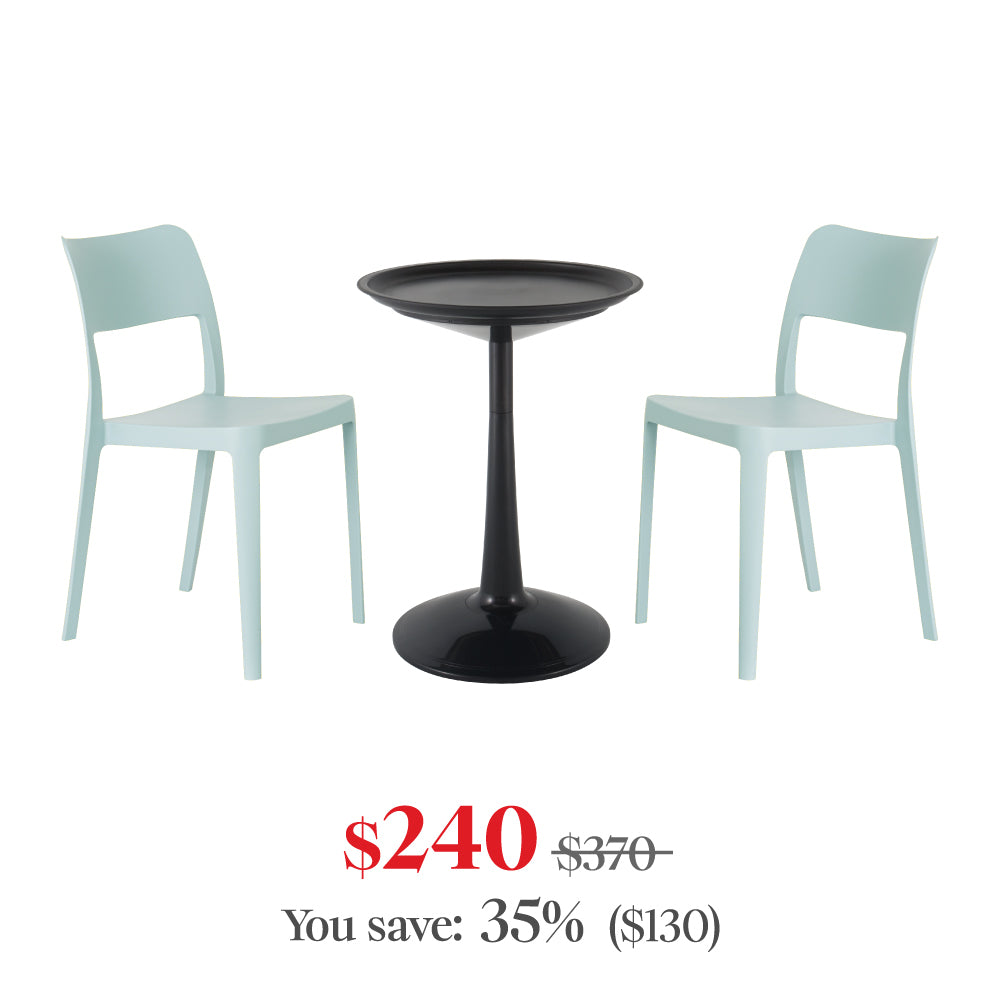 Lagoon Sprout 3-Piece Balcony Bistro Set – Side Table with 2 La Vie Dining Chairs