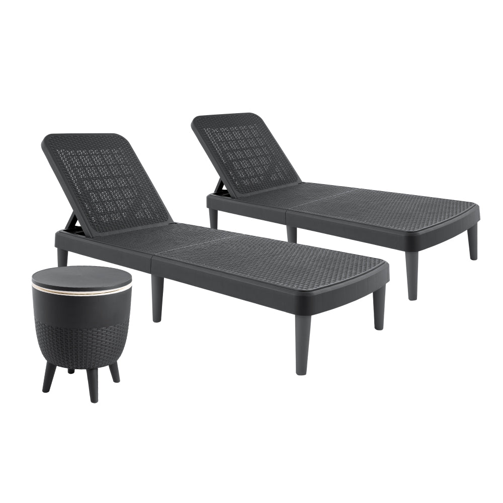 2 Tahiti Rattan Chaise Lounge + Cancun Cooler