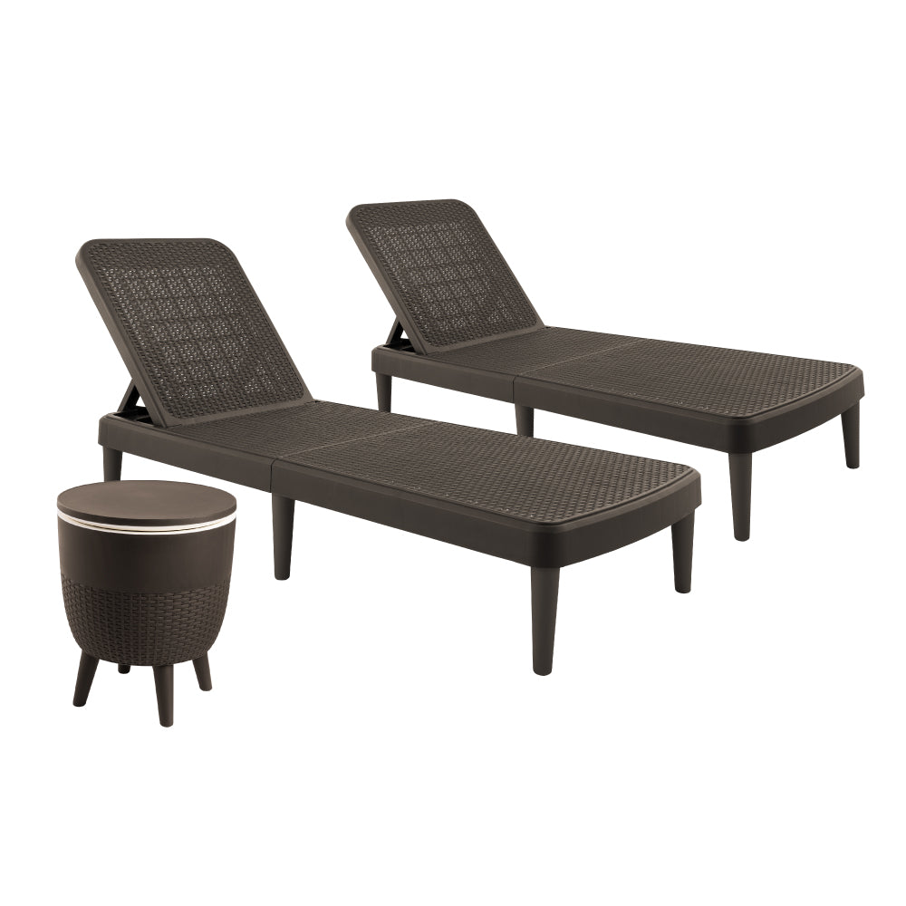 2 Tahiti Rattan Chaise Lounge + Cancun Cooler