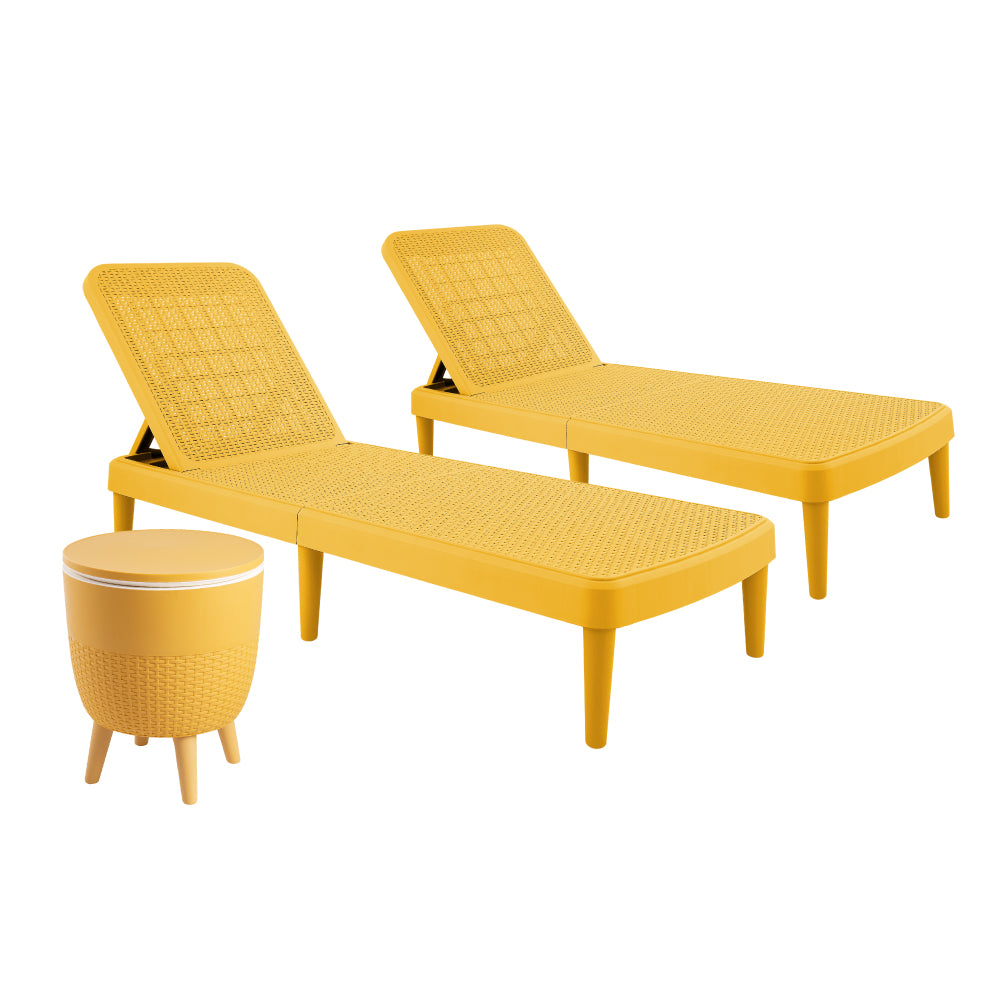 2 Tahiti Rattan Chaise Lounge + Cancun Cooler