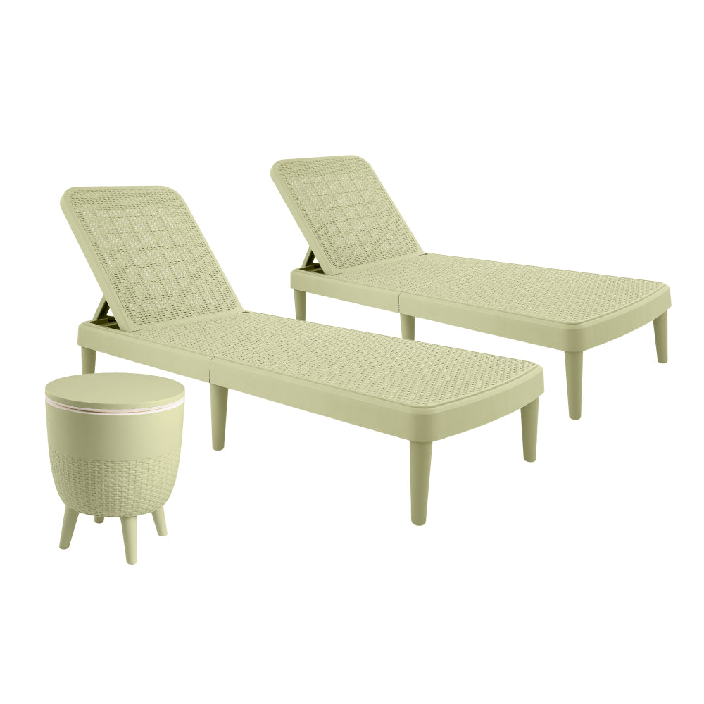 2 Tahiti Rattan Chaise Lounge + Cancun Cooler