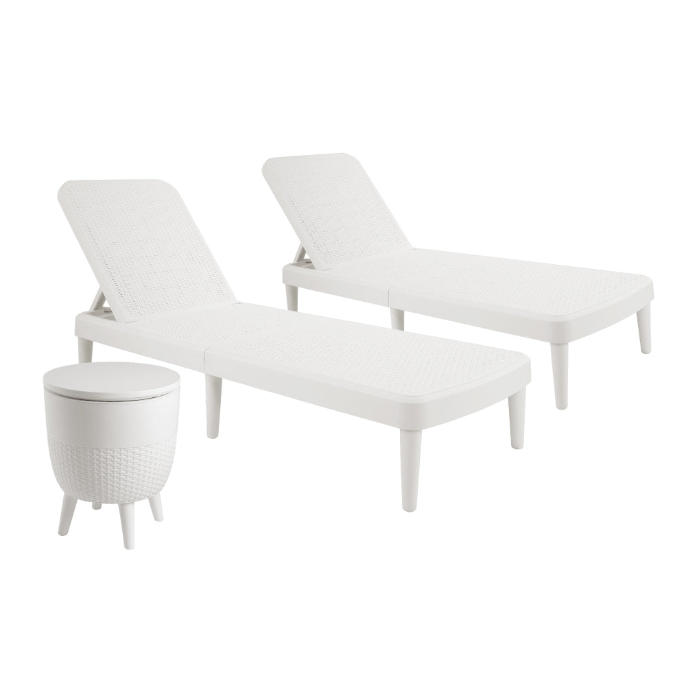 2 Tahiti Rattan Chaise Lounge + Cancun Cooler