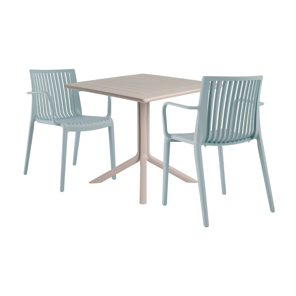 Lagoon Venice 3-Piece Dining Set – Dining Table with 2 Milos Armchairs for Indoor & Outdoor Use
