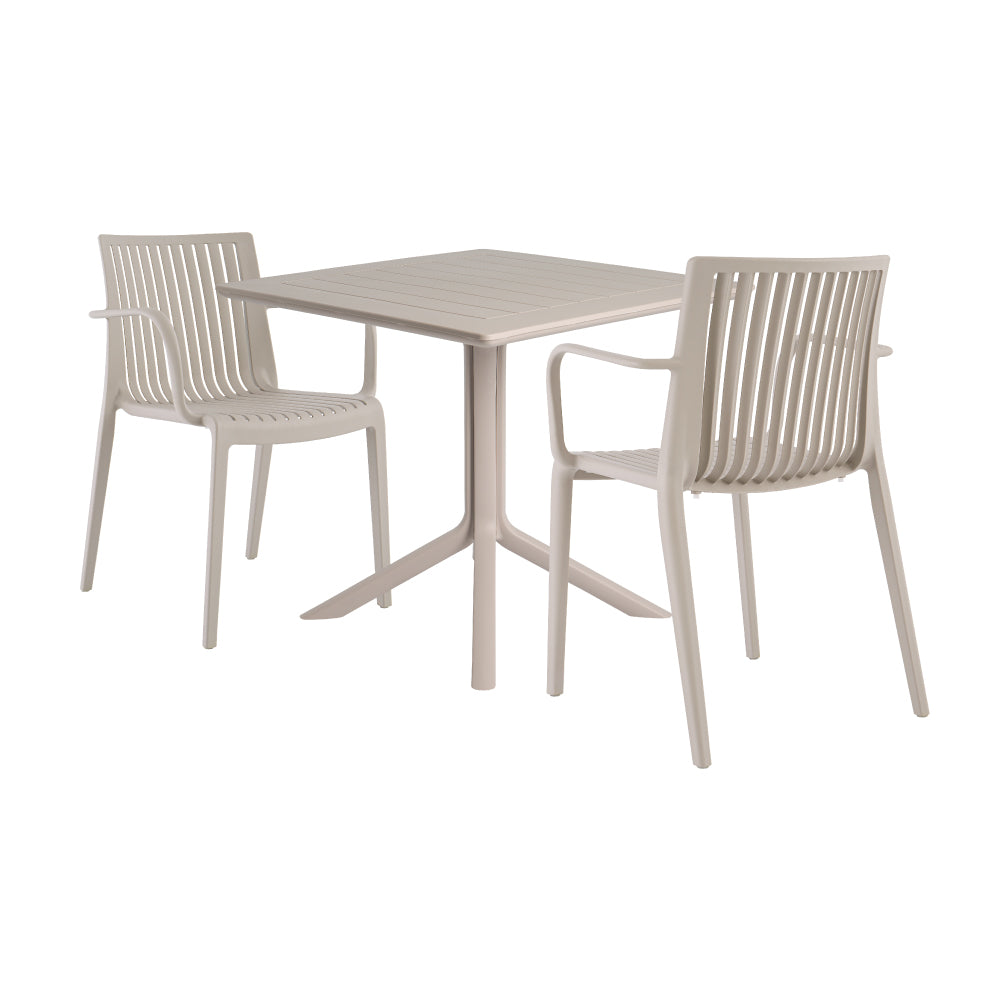 Lagoon Venice 3-Piece Dining Set – Dining Table with 2 Milos Armchairs for Indoor & Outdoor Use