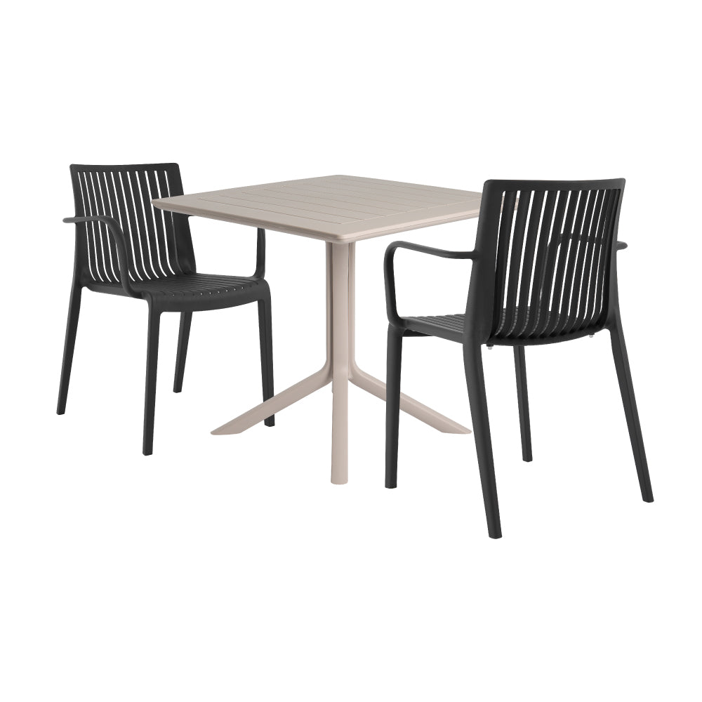 Lagoon Venice 3-Piece Dining Set – Dining Table with 2 Milos Armchairs for Indoor & Outdoor Use