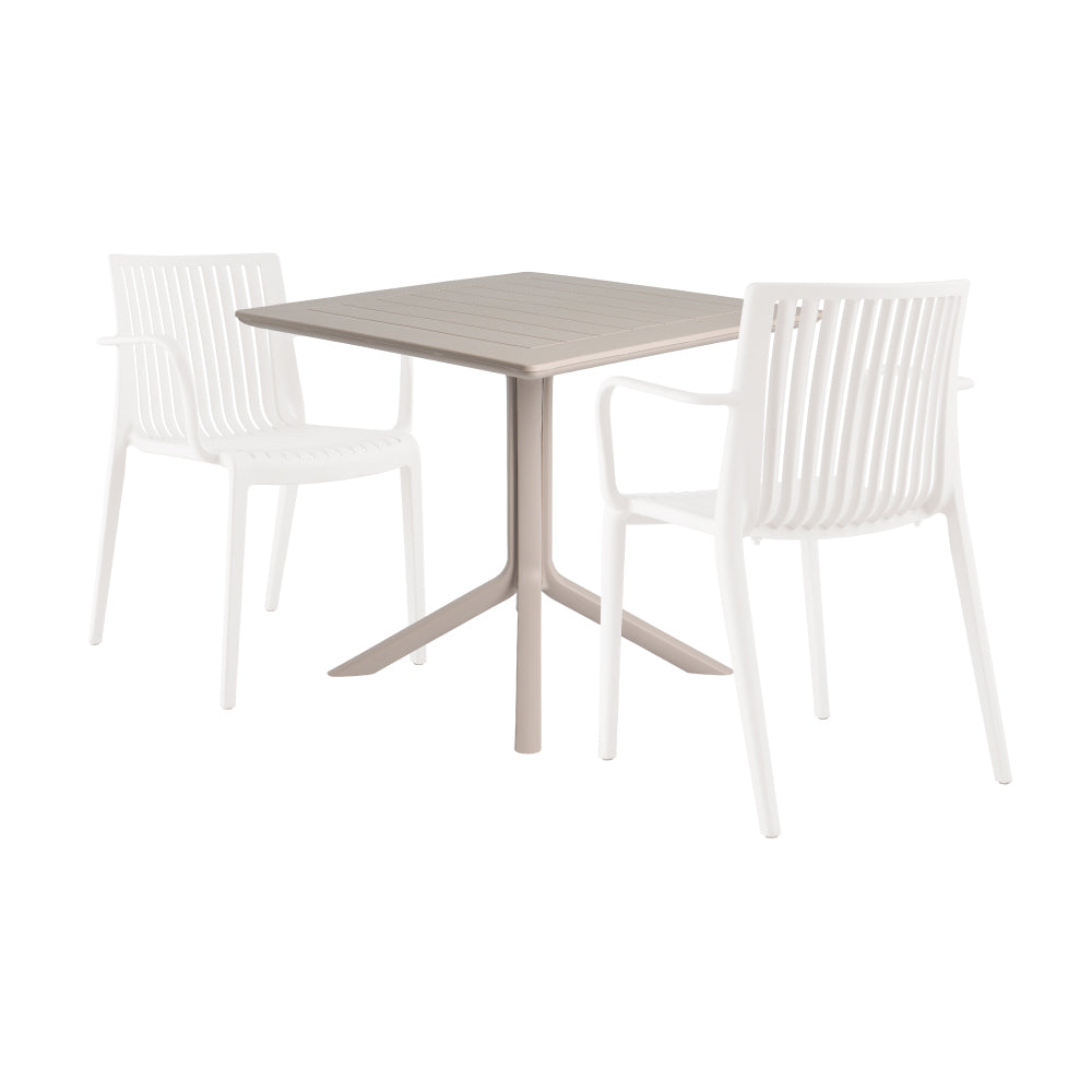 Lagoon Venice 3-Piece Dining Set – Dining Table with 2 Milos Armchairs for Indoor & Outdoor Use