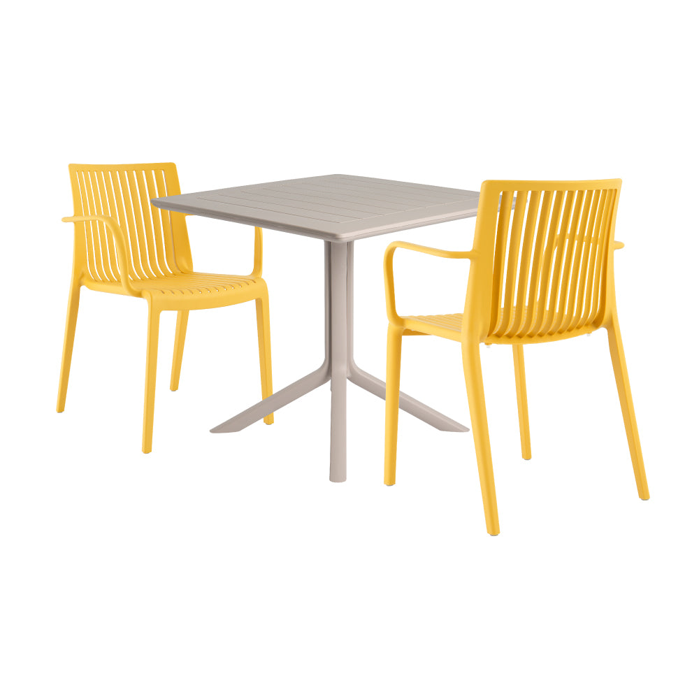 Lagoon Venice 3-Piece Dining Set – Dining Table with 2 Milos Armchairs for Indoor & Outdoor Use