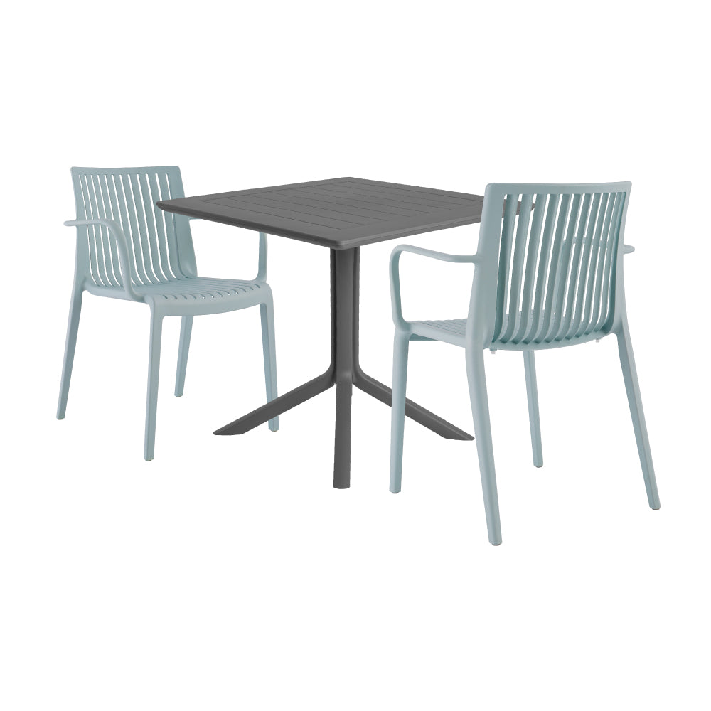 Lagoon Venice 3-Piece Dining Set – Dining Table with 2 Milos Armchairs for Indoor & Outdoor Use