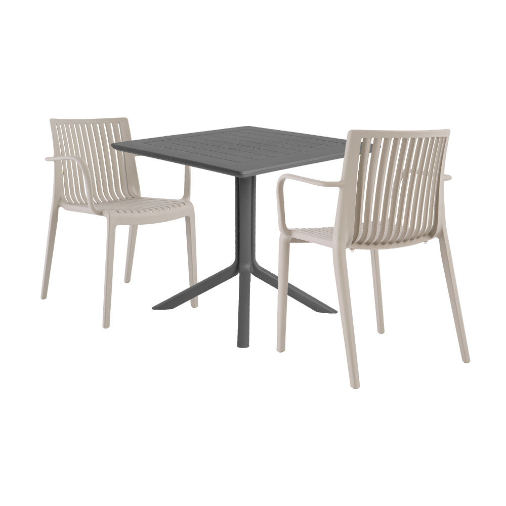 Lagoon Venice 3-Piece Dining Set – Dining Table with 2 Milos Armchairs for Indoor & Outdoor Use