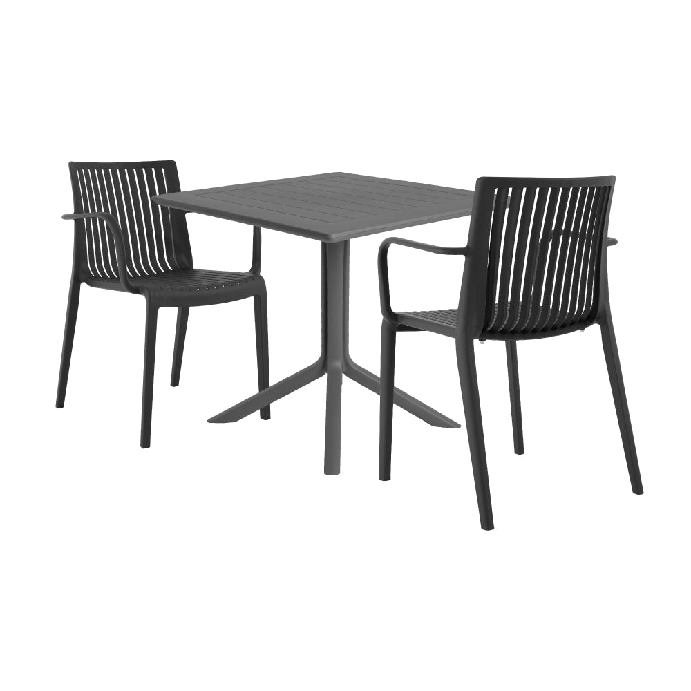 Lagoon Venice 3-Piece Dining Set – Dining Table with 2 Milos Armchairs for Indoor & Outdoor Use