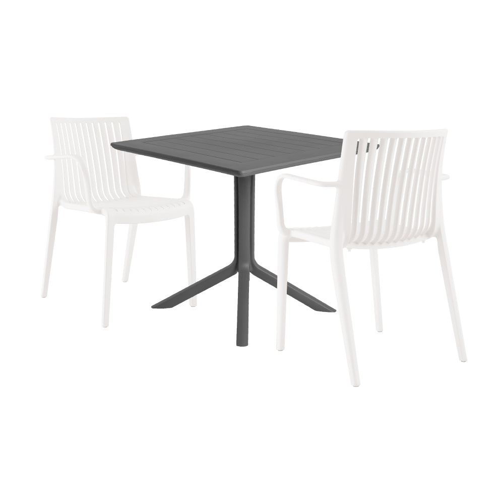 Lagoon Venice 3-Piece Dining Set – Dining Table with 2 Milos Armchairs for Indoor & Outdoor Use