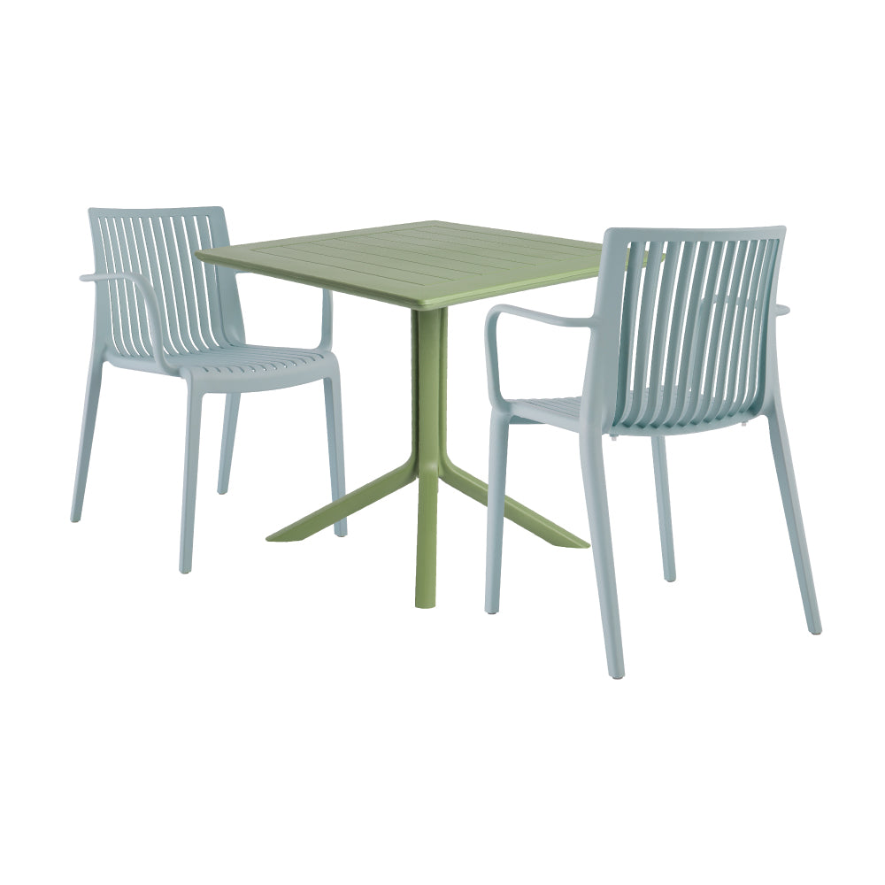 Lagoon Venice 3-Piece Dining Set – Dining Table with 2 Milos Armchairs for Indoor & Outdoor Use