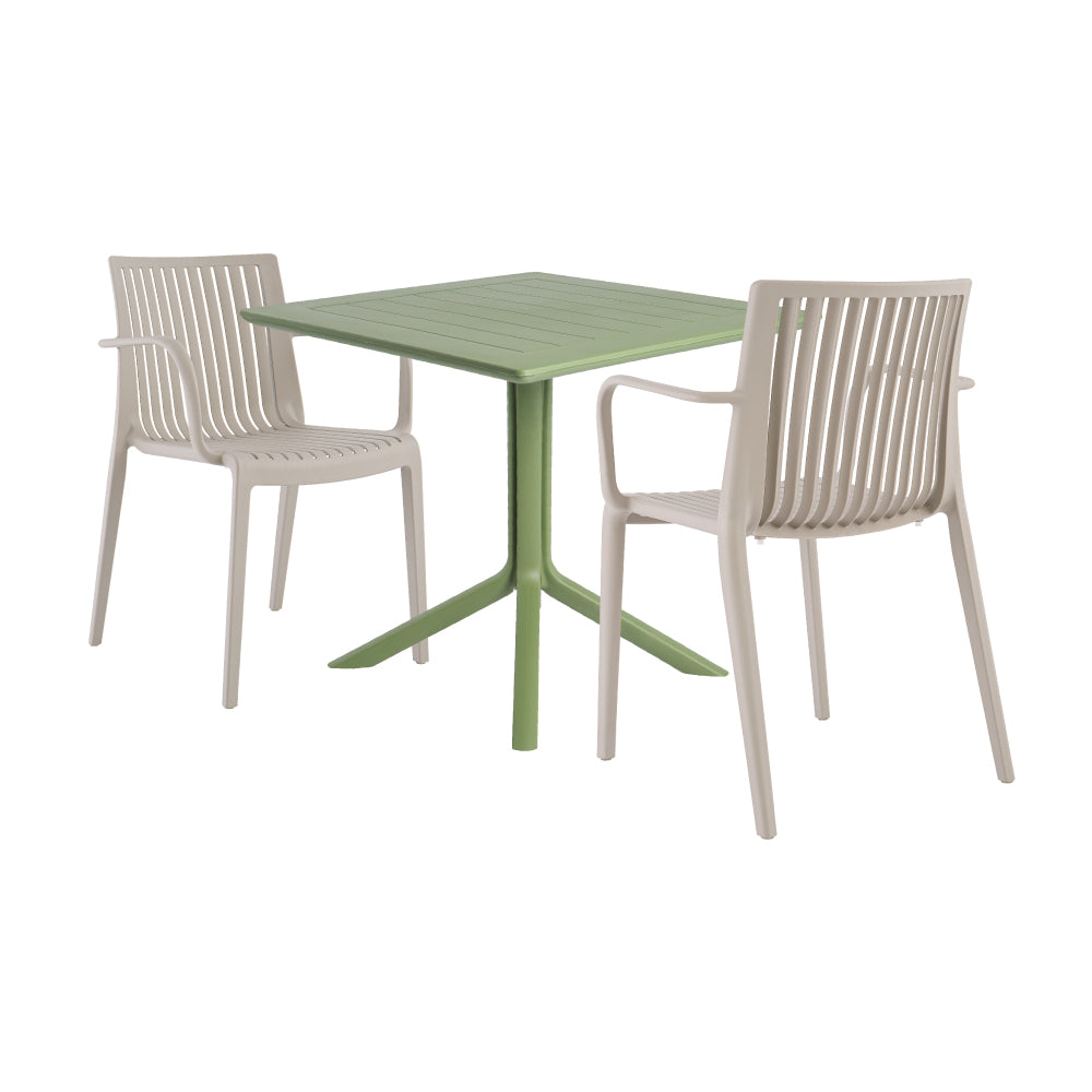 Lagoon Venice 3-Piece Dining Set – Dining Table with 2 Milos Armchairs for Indoor & Outdoor Use