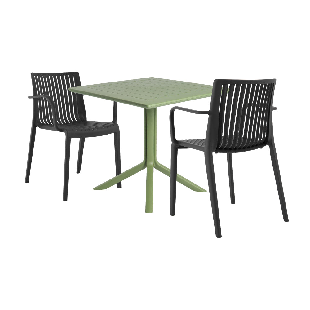 Lagoon Venice 3-Piece Dining Set – Dining Table with 2 Milos Armchairs for Indoor & Outdoor Use