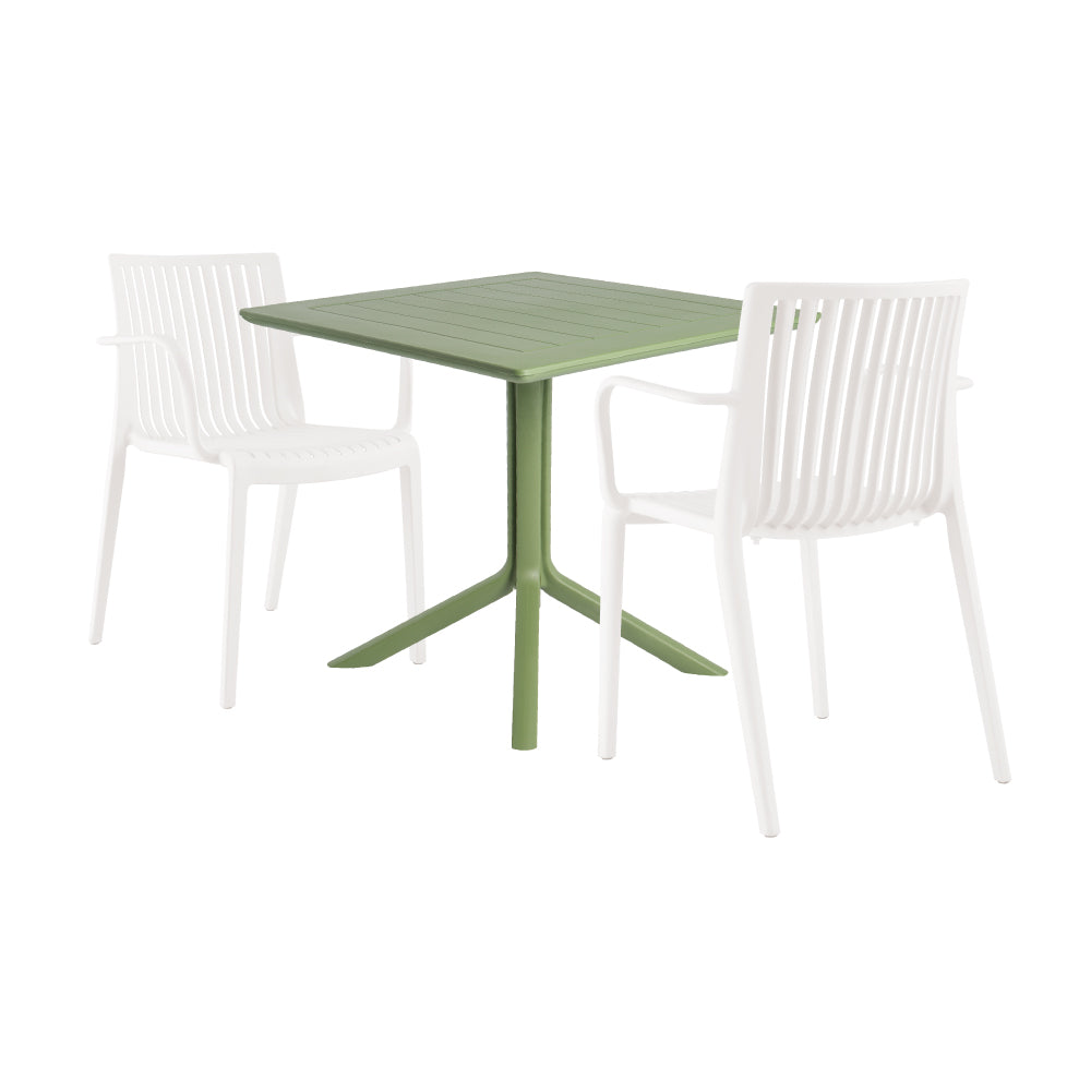 Lagoon Venice 3-Piece Dining Set – Dining Table with 2 Milos Armchairs for Indoor & Outdoor Use