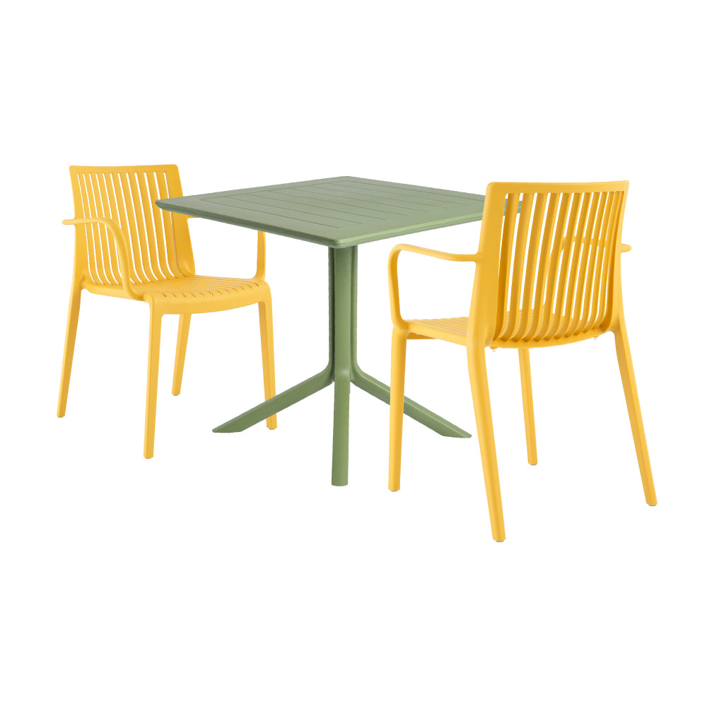 Lagoon Venice 3-Piece Dining Set – Dining Table with 2 Milos Armchairs for Indoor & Outdoor Use