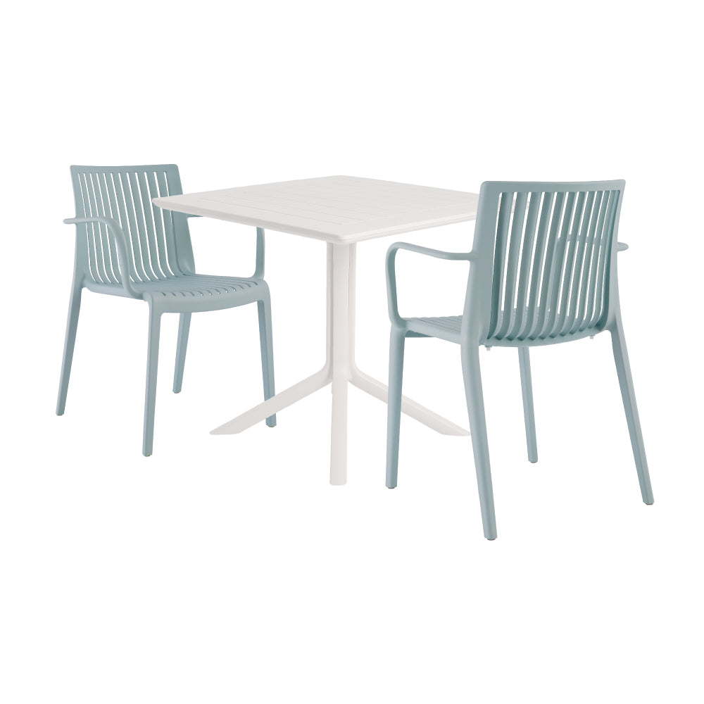 Lagoon Venice 3-Piece Dining Set – Dining Table with 2 Milos Armchairs for Indoor & Outdoor Use
