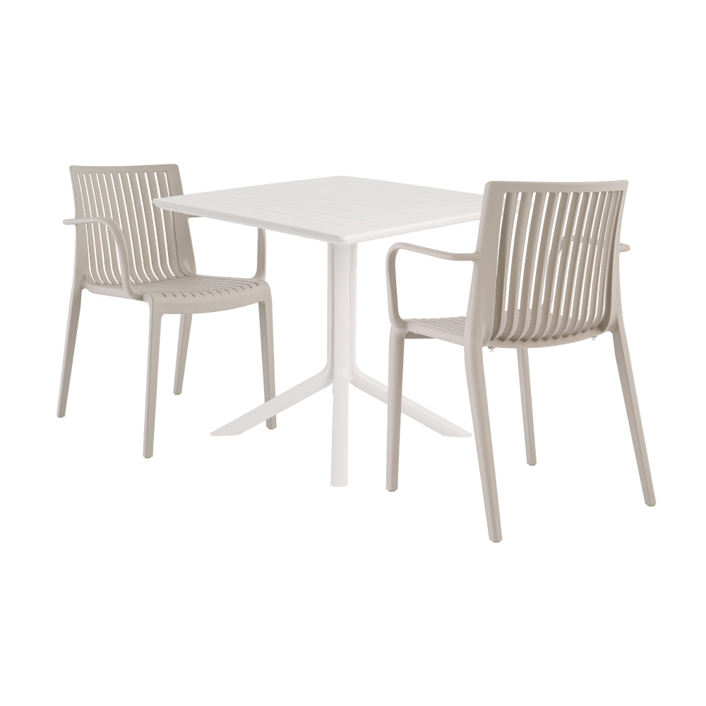 Lagoon Venice 3-Piece Dining Set – Dining Table with 2 Milos Armchairs for Indoor & Outdoor Use