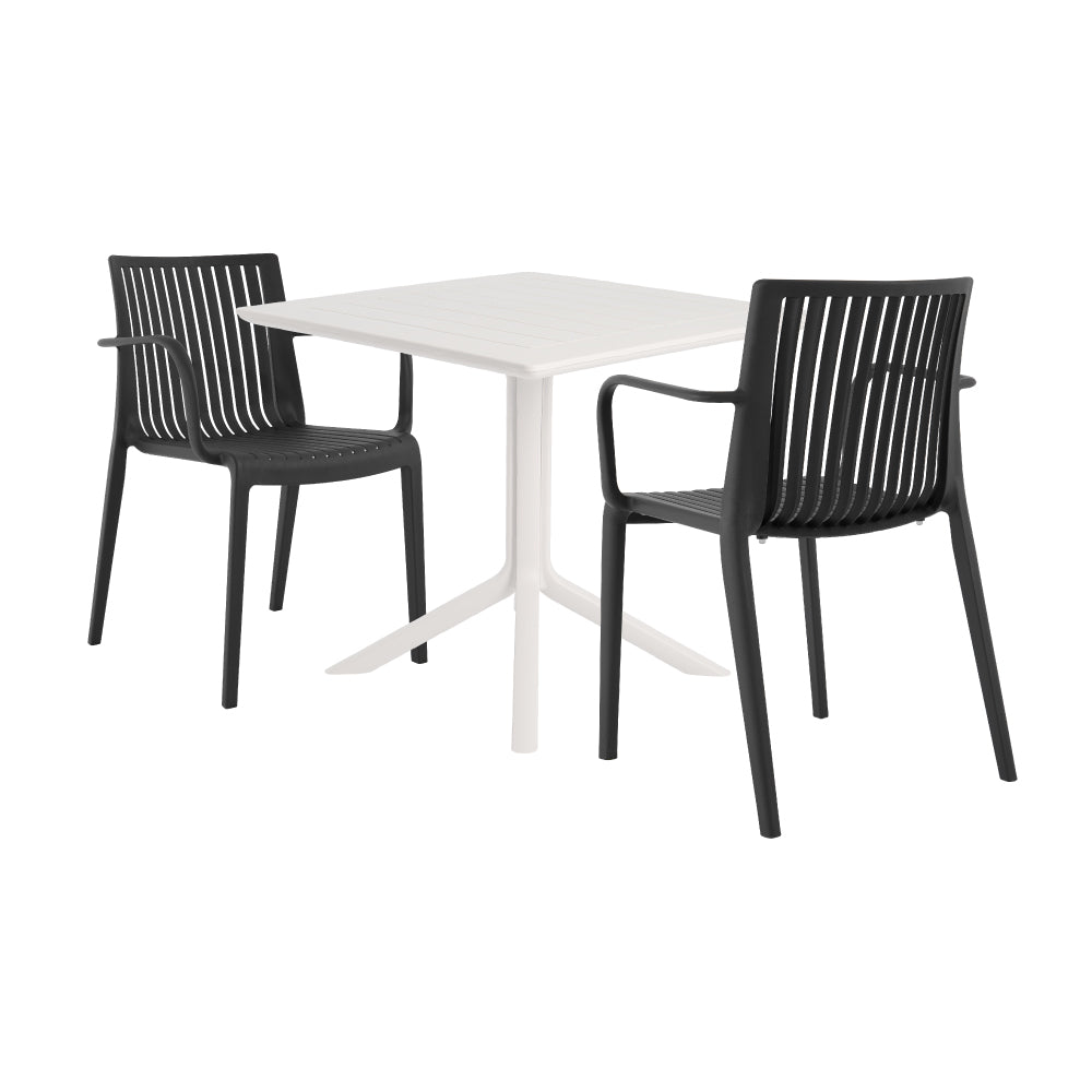 Lagoon Venice 3-Piece Dining Set – Dining Table with 2 Milos Armchairs for Indoor & Outdoor Use