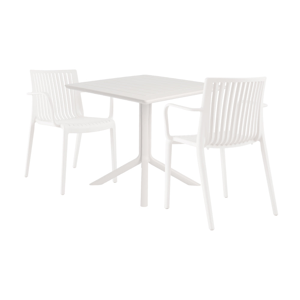 Lagoon Venice 3-Piece Dining Set – Dining Table with 2 Milos Armchairs for Indoor & Outdoor Use