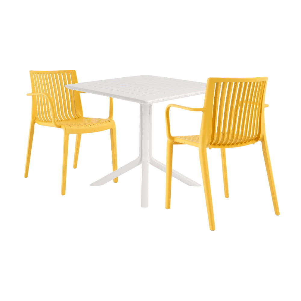 Lagoon Venice 3-Piece Dining Set – Dining Table with 2 Milos Armchairs for Indoor & Outdoor Use