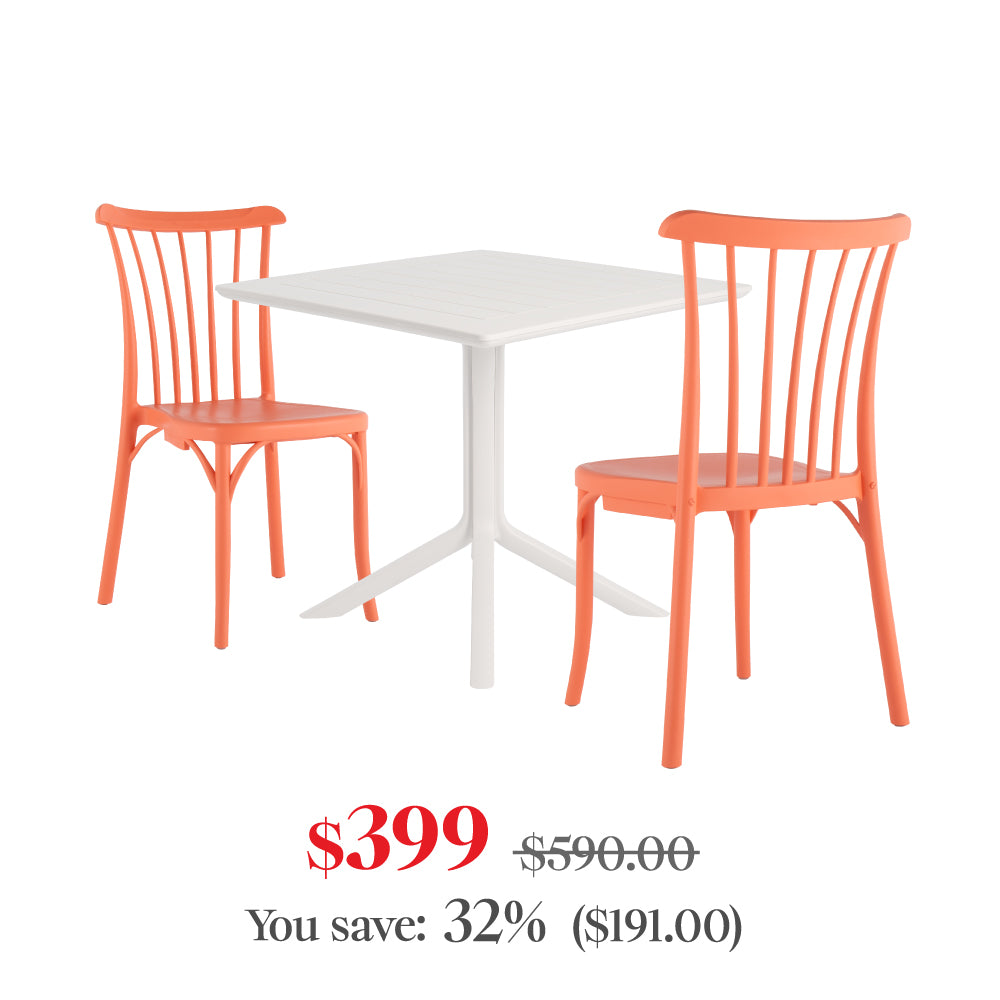 Lagoon Venice 3-Piece Dining Set – Dining Table with 2 Rio Chairs for Indoor & Outdoor Use