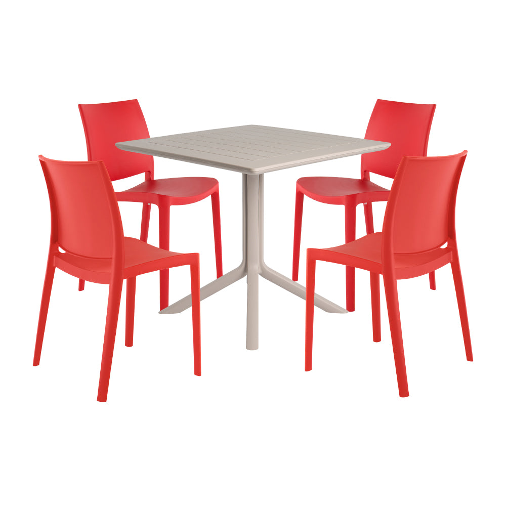Lagoon Venice 5-Piece Dining Set – Dining Table with 4 Sensilla Chairs for Indoor & Outdoor Use