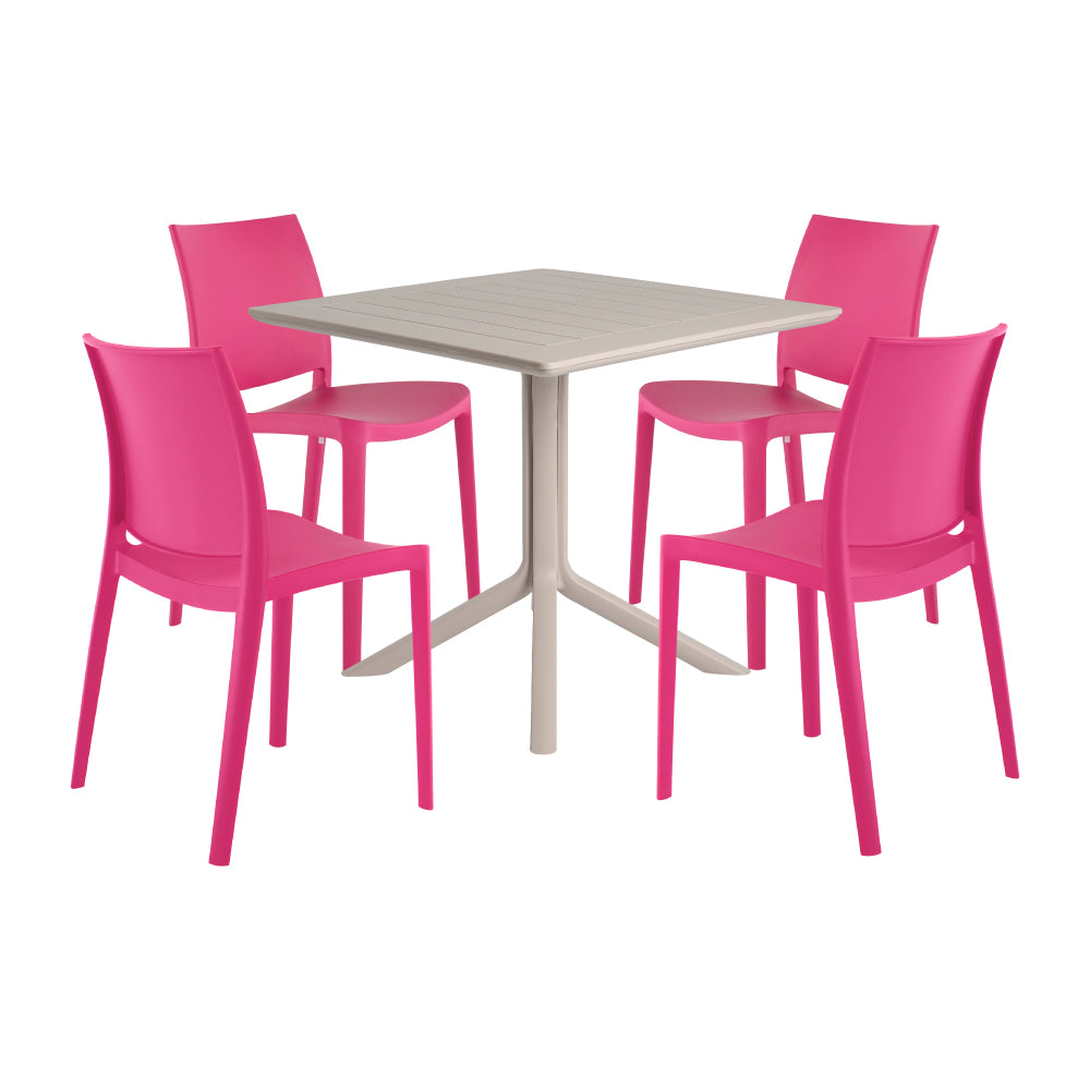 Lagoon Venice 5-Piece Dining Set – Dining Table with 4 Sensilla Chairs for Indoor & Outdoor Use
