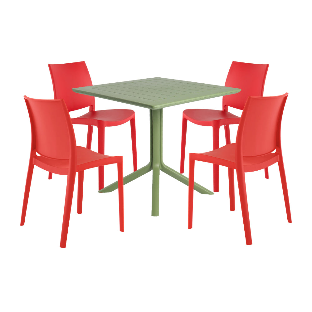 Lagoon Venice 5-Piece Dining Set – Dining Table with 4 Sensilla Chairs for Indoor & Outdoor Use