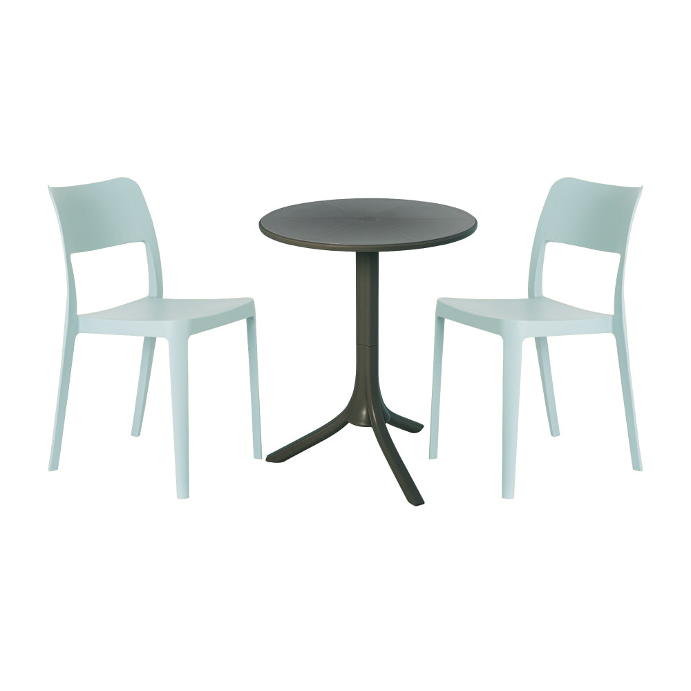 Lagoon Seattle 3-Piece Outdoor Bistro Set – Side Table with 2 La Vie Dining Chairs for Balcony & Patio