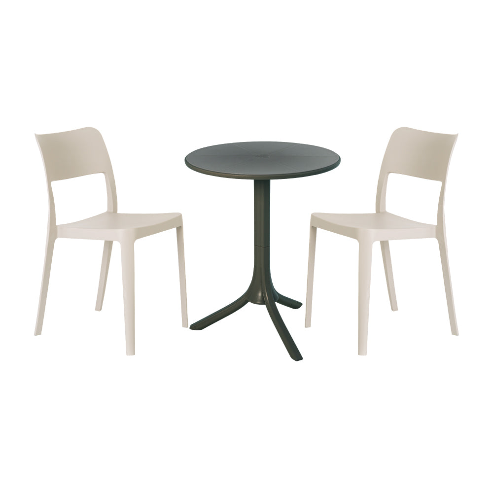 Lagoon Seattle 3-Piece Outdoor Bistro Set – Side Table with 2 La Vie Dining Chairs for Balcony & Patio