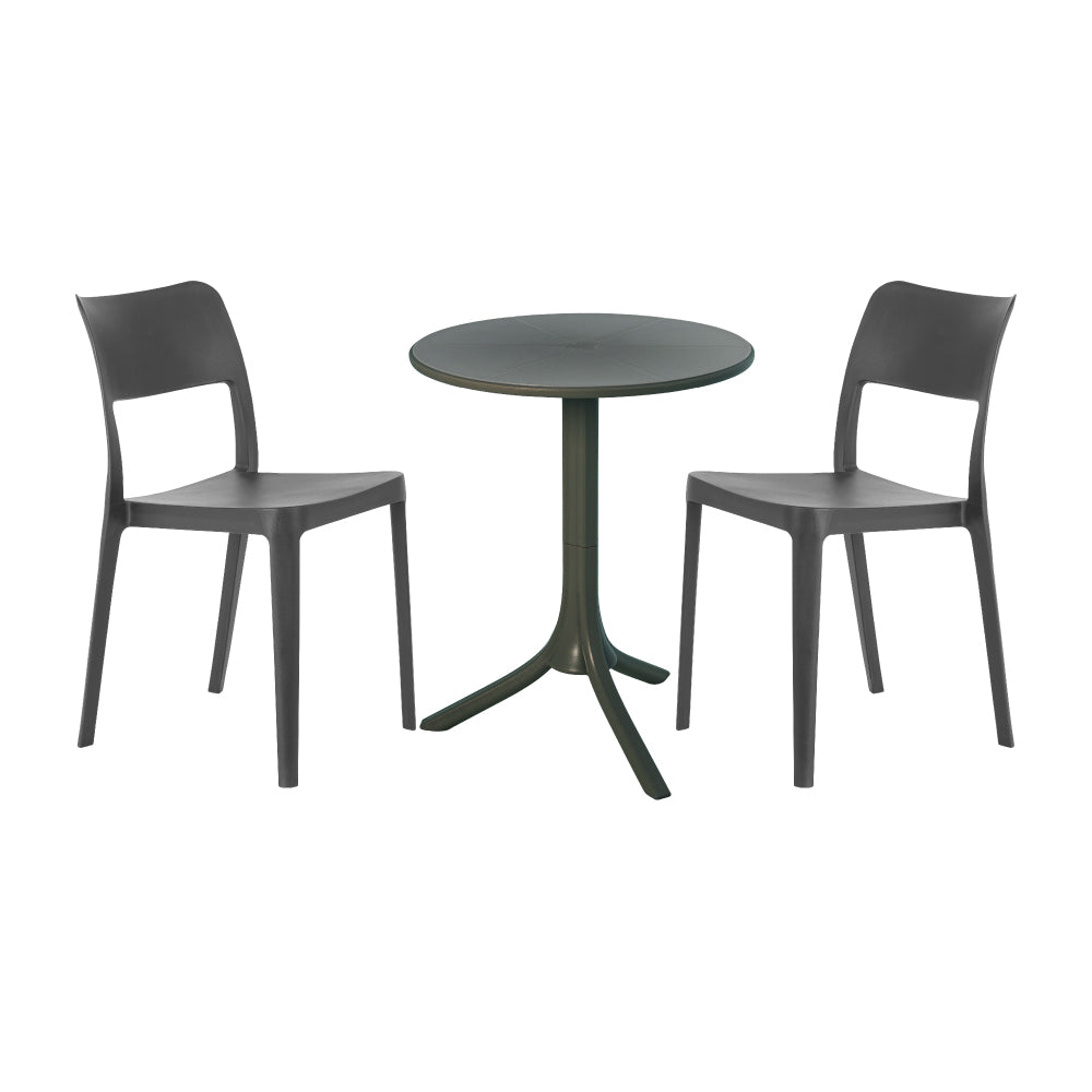 Lagoon Seattle 3-Piece Outdoor Bistro Set – Side Table with 2 La Vie Dining Chairs for Balcony & Patio