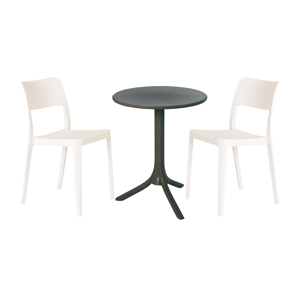 Lagoon Seattle 3-Piece Outdoor Bistro Set – Side Table with 2 La Vie Dining Chairs for Balcony & Patio