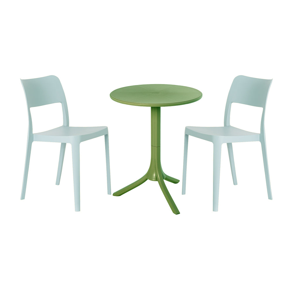 Lagoon Seattle 3-Piece Outdoor Bistro Set – Side Table with 2 La Vie Dining Chairs for Balcony & Patio