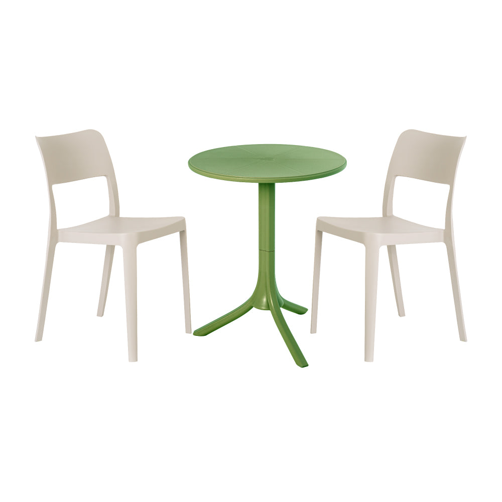 Lagoon Seattle 3-Piece Outdoor Bistro Set – Side Table with 2 La Vie Dining Chairs for Balcony & Patio