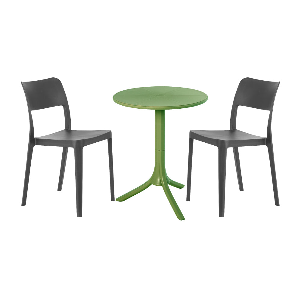 Lagoon Seattle 3-Piece Outdoor Bistro Set – Side Table with 2 La Vie Dining Chairs for Balcony & Patio
