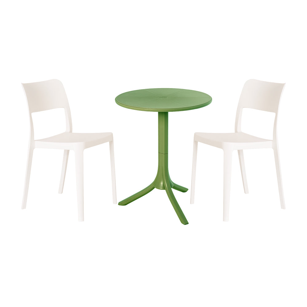 Lagoon Seattle 3-Piece Outdoor Bistro Set – Side Table with 2 La Vie Dining Chairs for Balcony & Patio