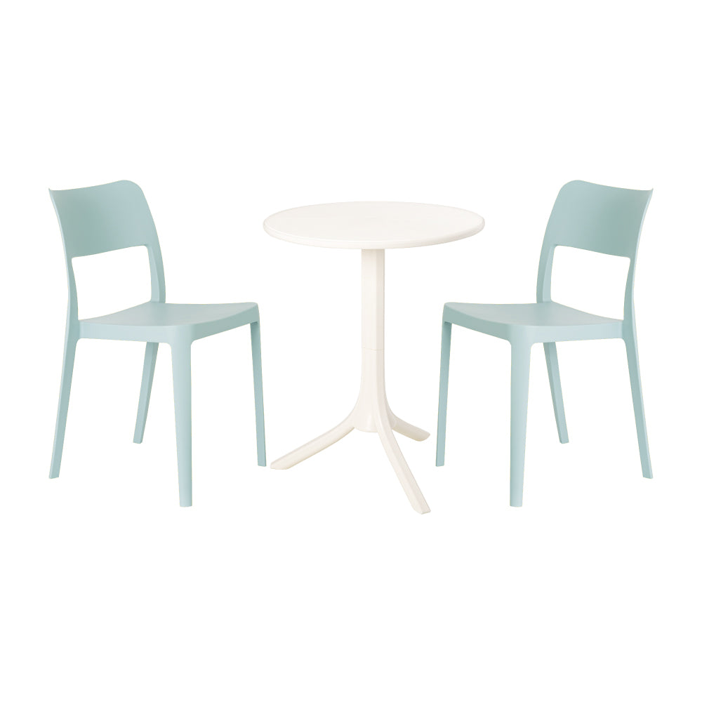 Lagoon Seattle 3-Piece Outdoor Bistro Set – Side Table with 2 La Vie Dining Chairs for Balcony & Patio