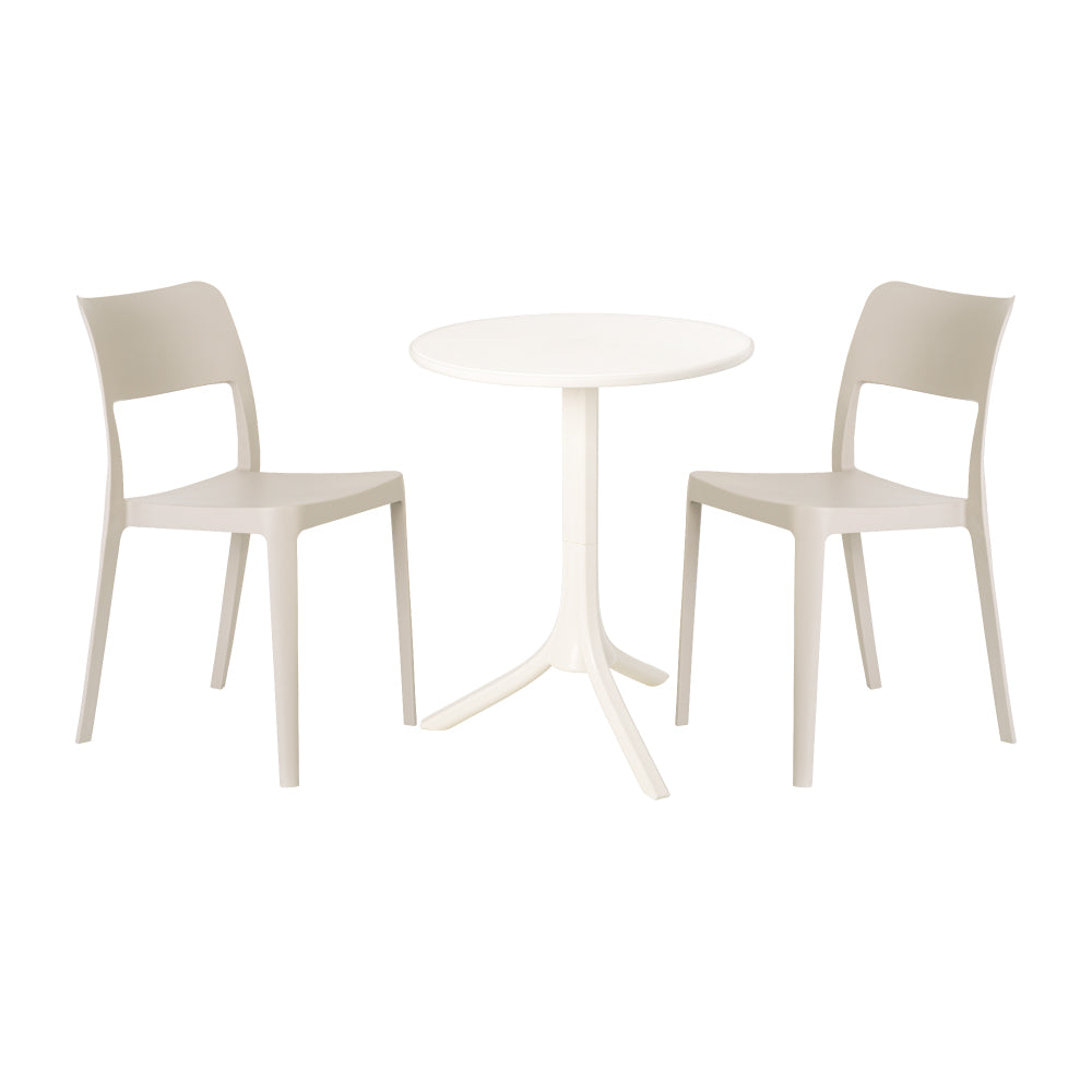 Lagoon Seattle 3-Piece Outdoor Bistro Set – Side Table with 2 La Vie Dining Chairs for Balcony & Patio