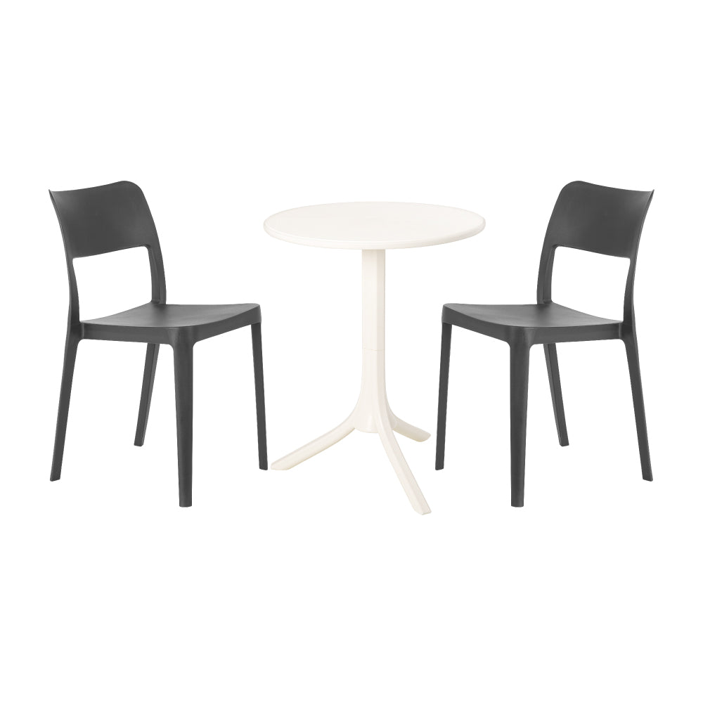Lagoon Seattle 3-Piece Outdoor Bistro Set – Side Table with 2 La Vie Dining Chairs for Balcony & Patio