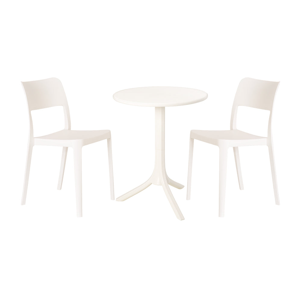 Lagoon Seattle 3-Piece Outdoor Bistro Set – Side Table with 2 La Vie Dining Chairs for Balcony & Patio