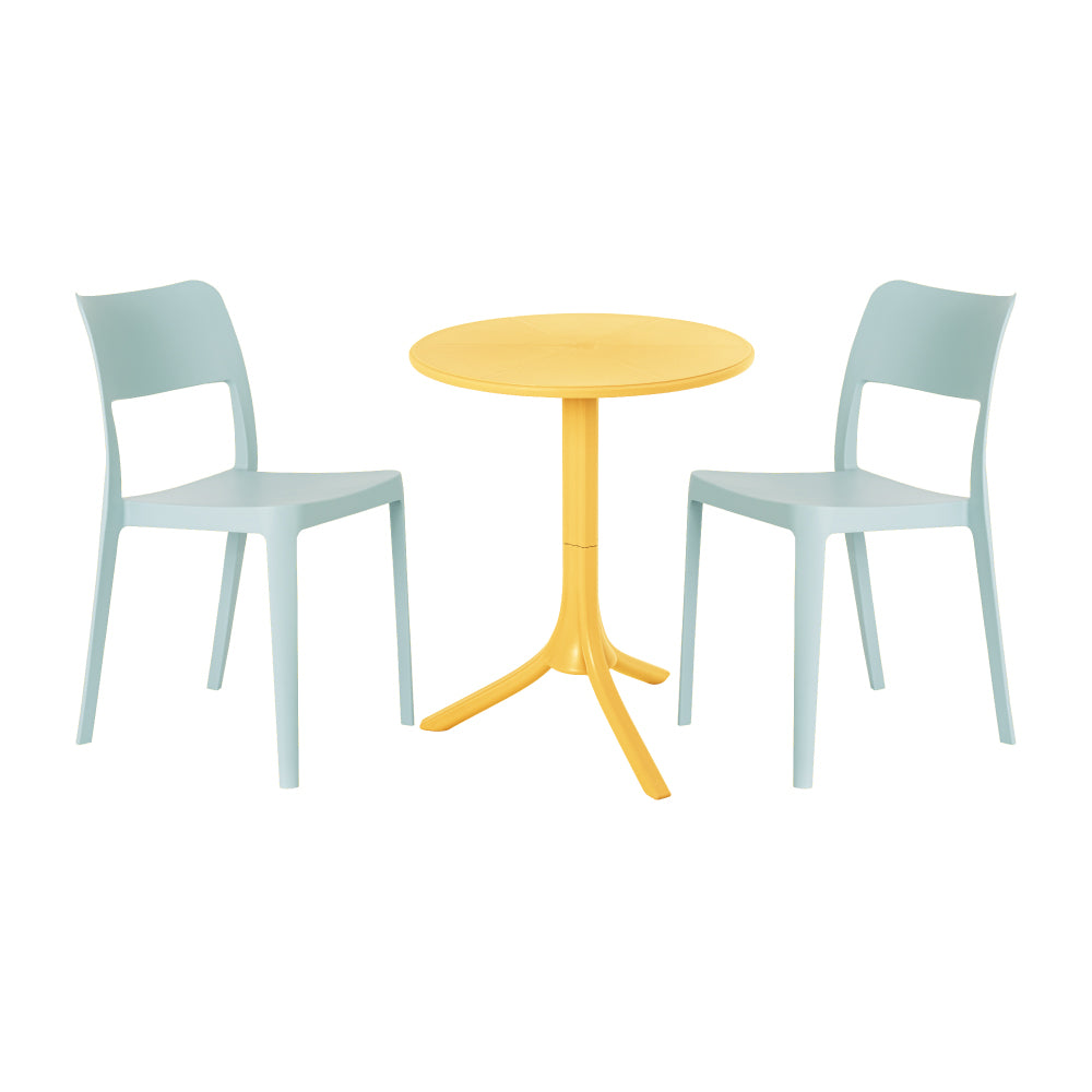 Lagoon Seattle 3-Piece Outdoor Bistro Set – Side Table with 2 La Vie Dining Chairs for Balcony & Patio