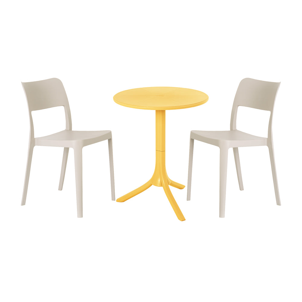 Lagoon Seattle 3-Piece Outdoor Bistro Set – Side Table with 2 La Vie Dining Chairs for Balcony & Patio
