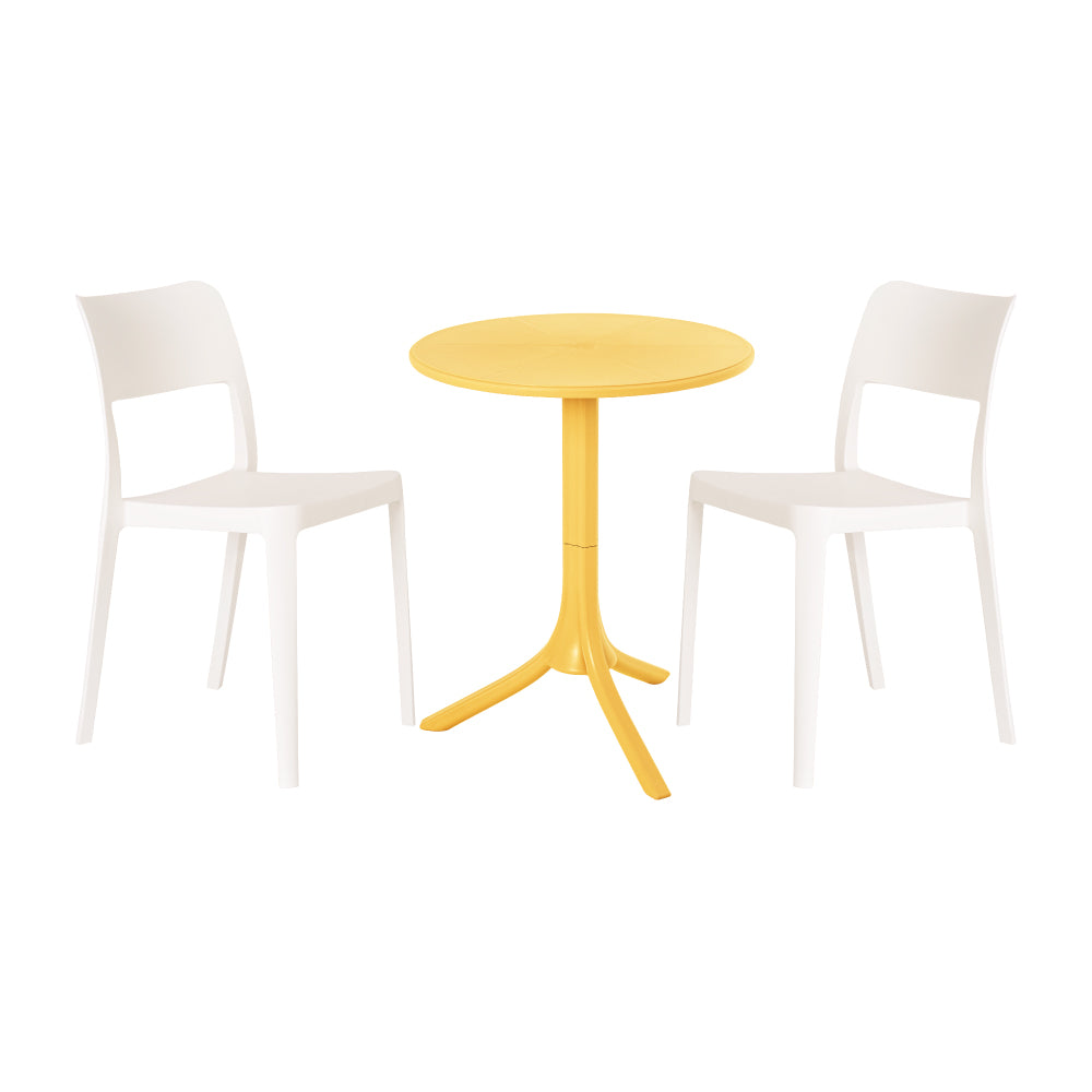 Lagoon Seattle 3-Piece Outdoor Bistro Set – Side Table with 2 La Vie Dining Chairs for Balcony & Patio