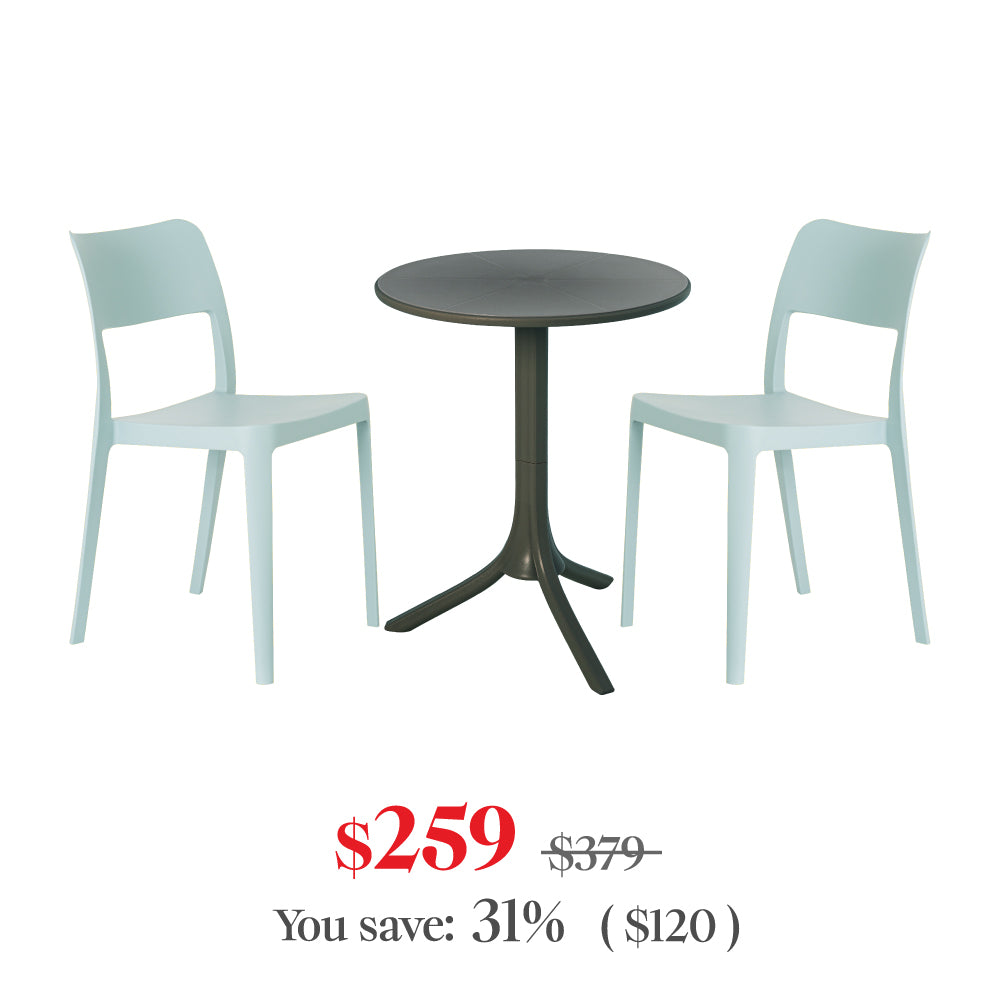 SEATTLE Side Table+2La Vie dining chairs