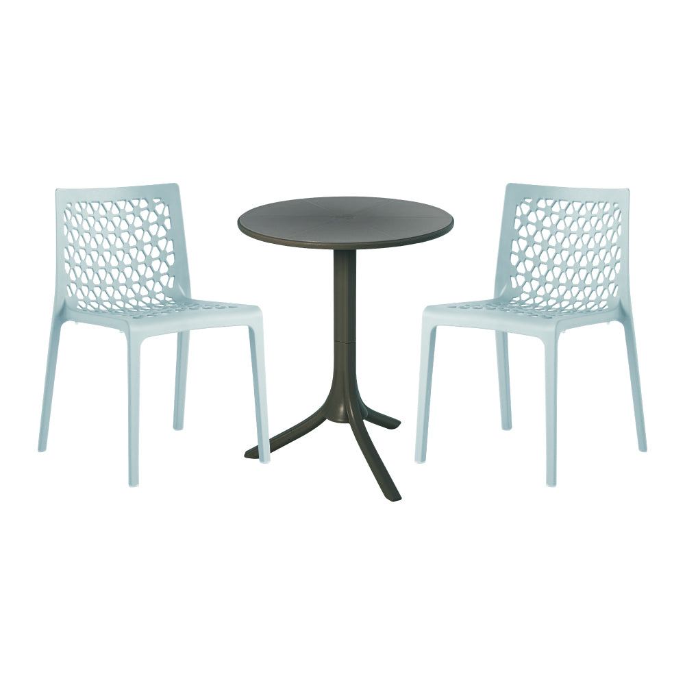 Lagoon Seattle 3-Piece Outdoor Bistro Set – Side Table with 2 Milan Dining Chairs for Balcony & Patio